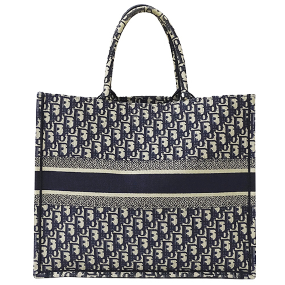 Dior Navy Large Christian Oblique Book Jacquard Tote - Picture 3 of 7